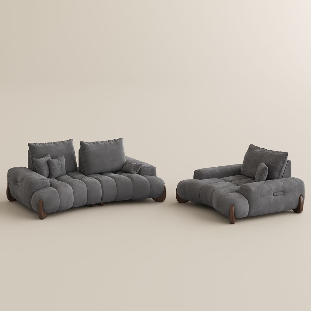 Modern Gray Velvet Sofa Set