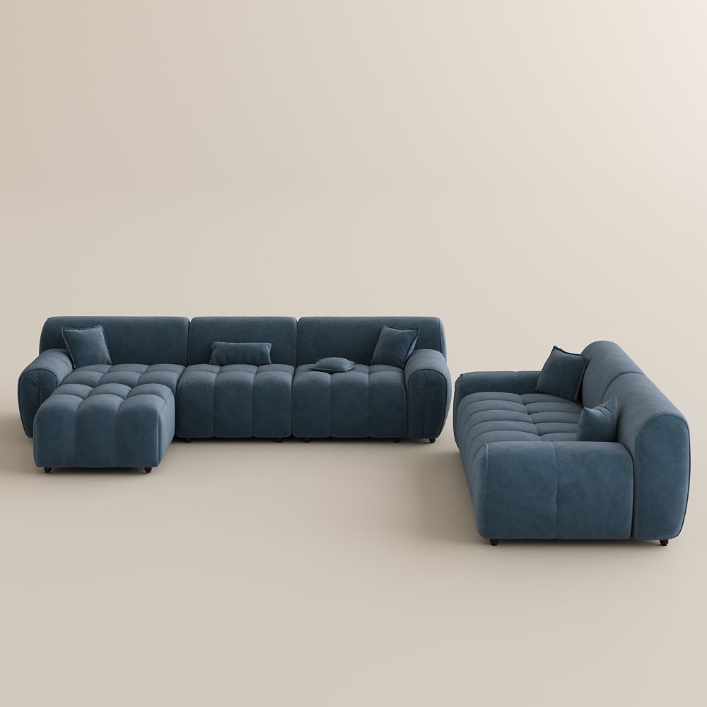Blue Velvet Sofa Set