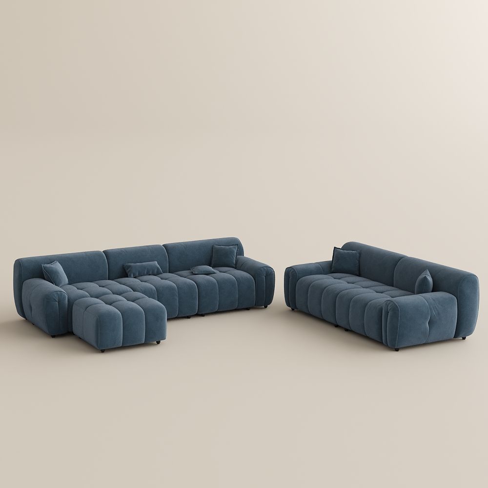 Blue Velvet Sofa Set