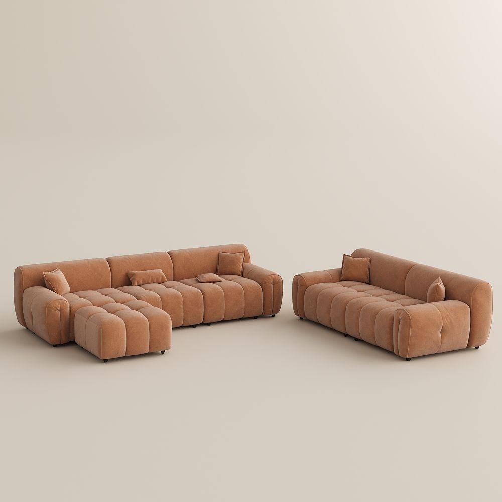 Brown Velvet Sofa Set