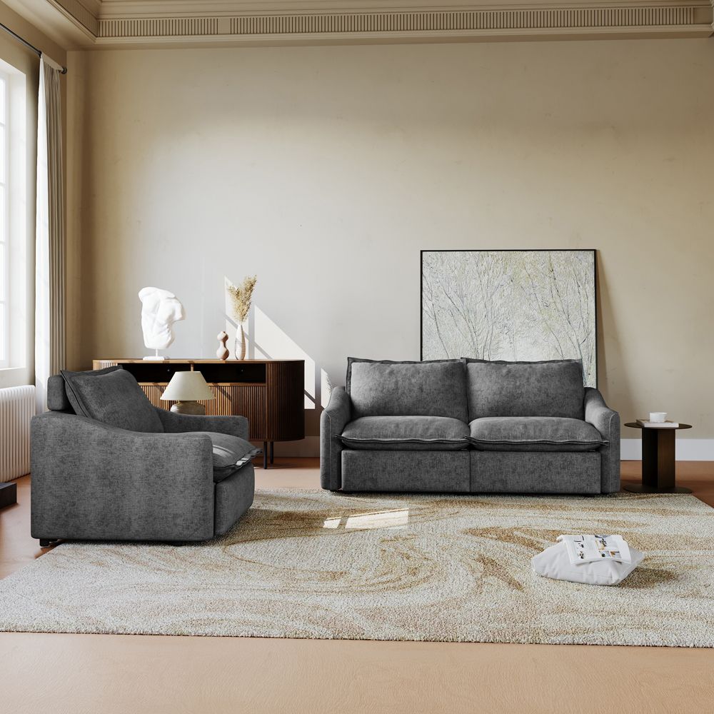 Very Relaxed Gray MDF&Glass Sofa Set