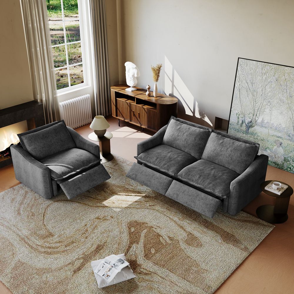 Soft Gray MDF&Glass Sofa Set