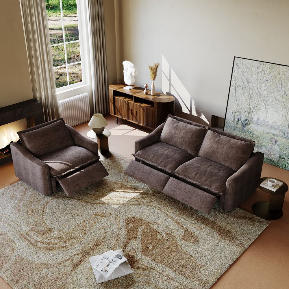 Relaxed Khaki MDF&Glass Sofa Set