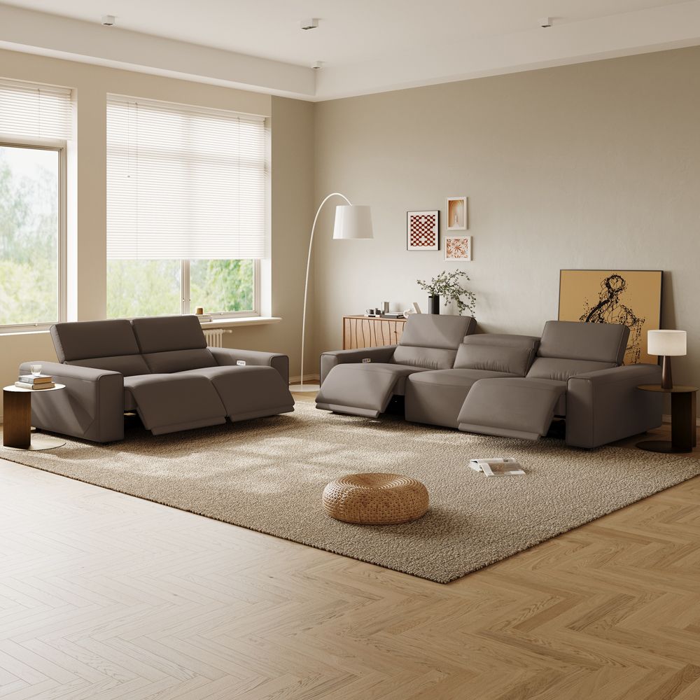 Leather Light Brown Eco-friendly Microfiber Leather Sofa Set