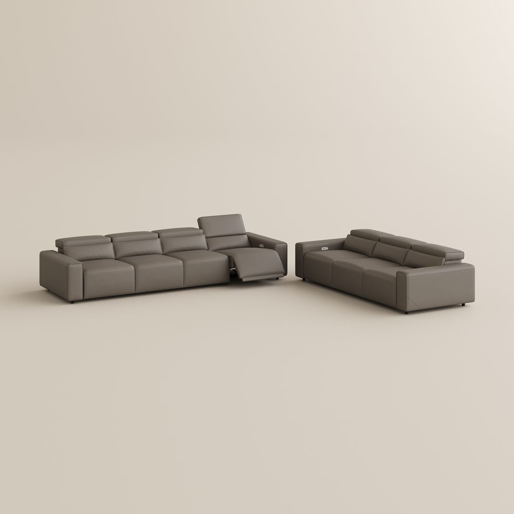 Recliner Light Brown Eco-friendly Microfiber Leather Sofa Set