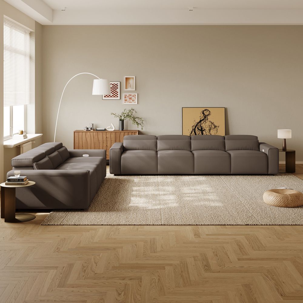 Modular Sofas Light Brown Eco-friendly Microfiber Leather Sofa Set