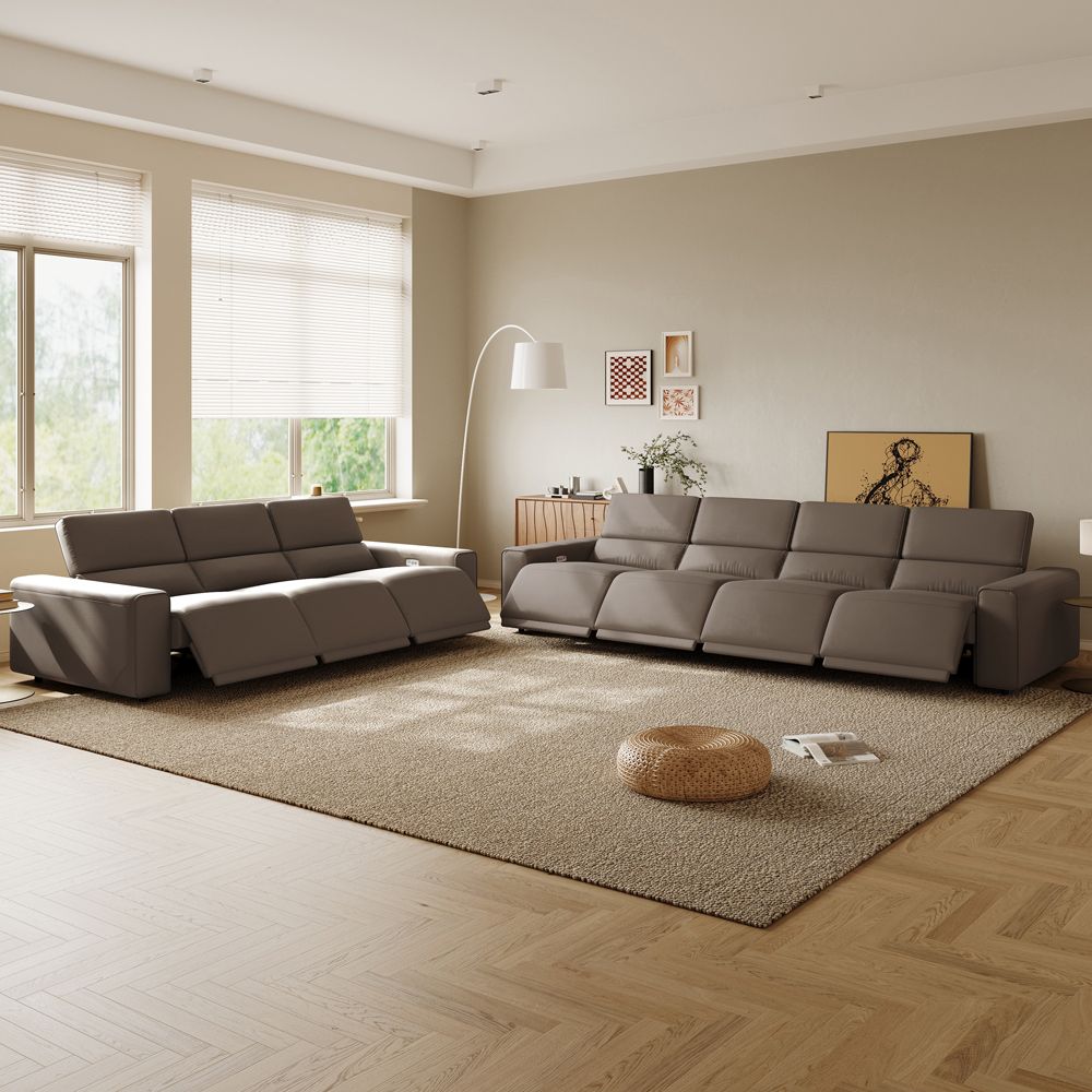 Modular Light Brown Eco-friendly Microfiber Leather Sofa Set