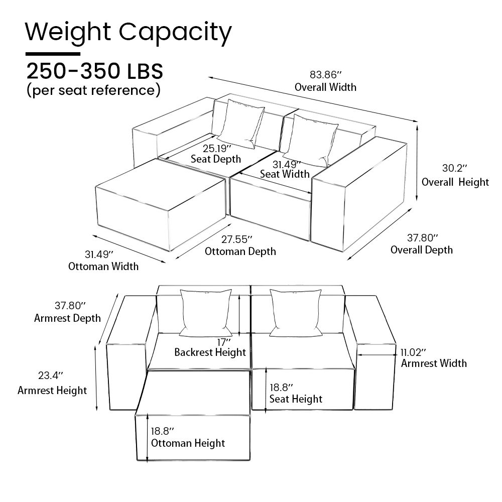 Pet Friendly Beige Fabric Sofa Set