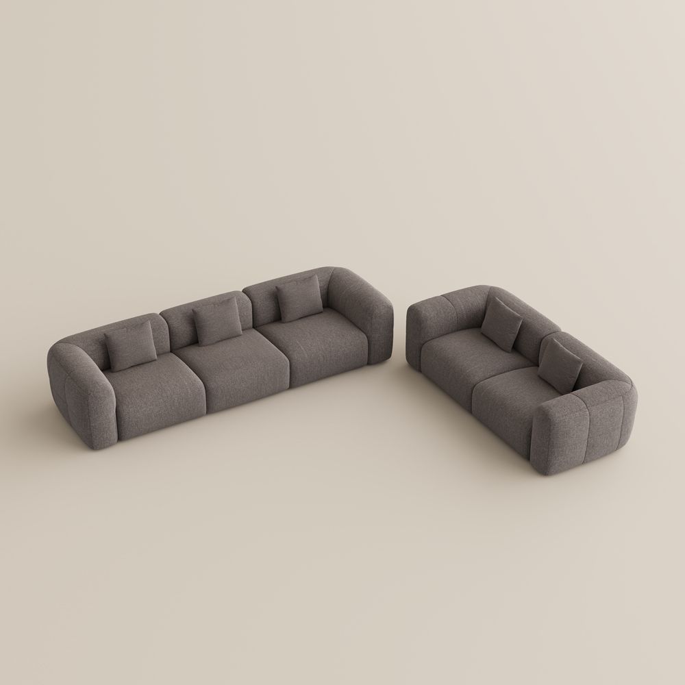 Relaxed Brown Chenille Sofa Set