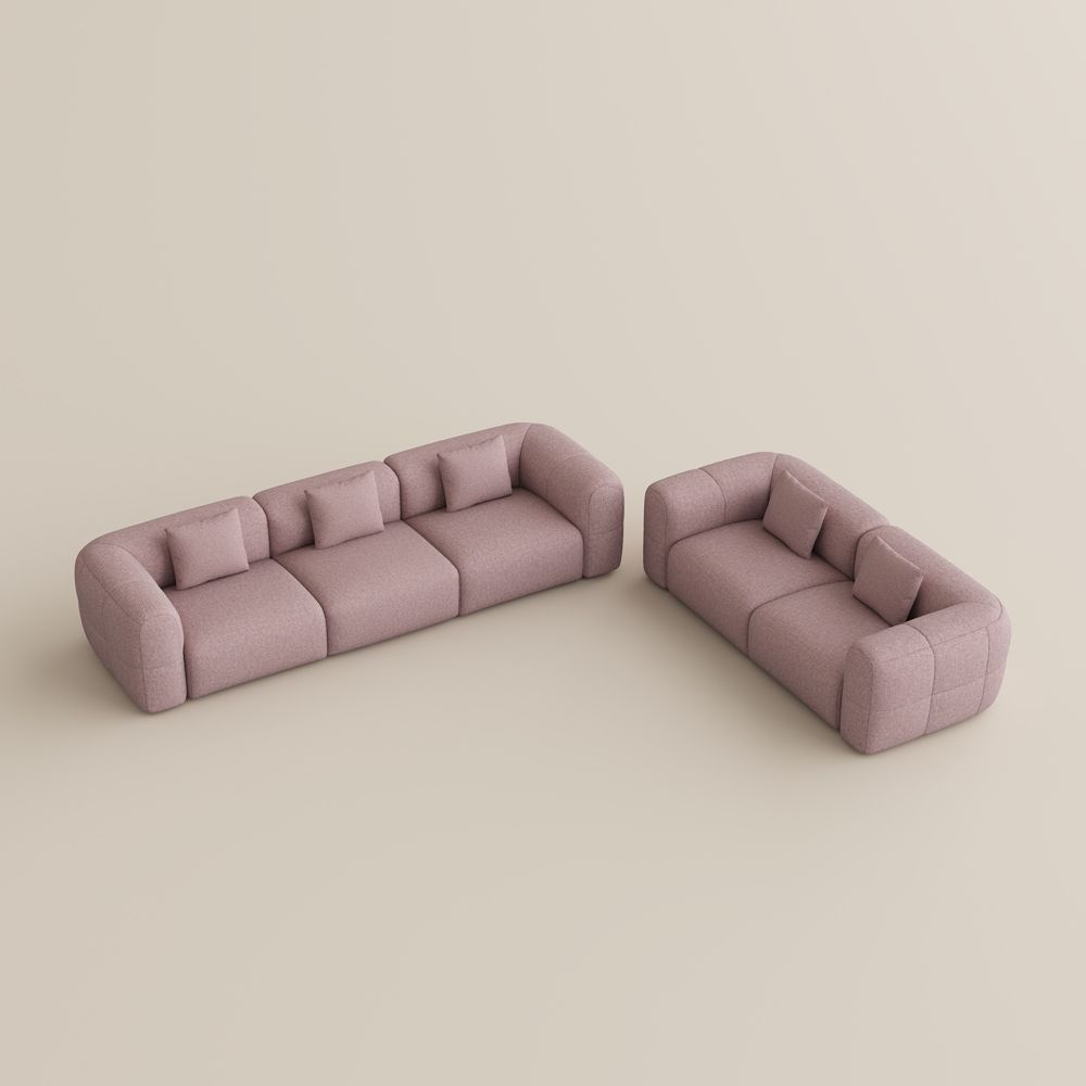 Relaxed Pink Chenille Sofa Set