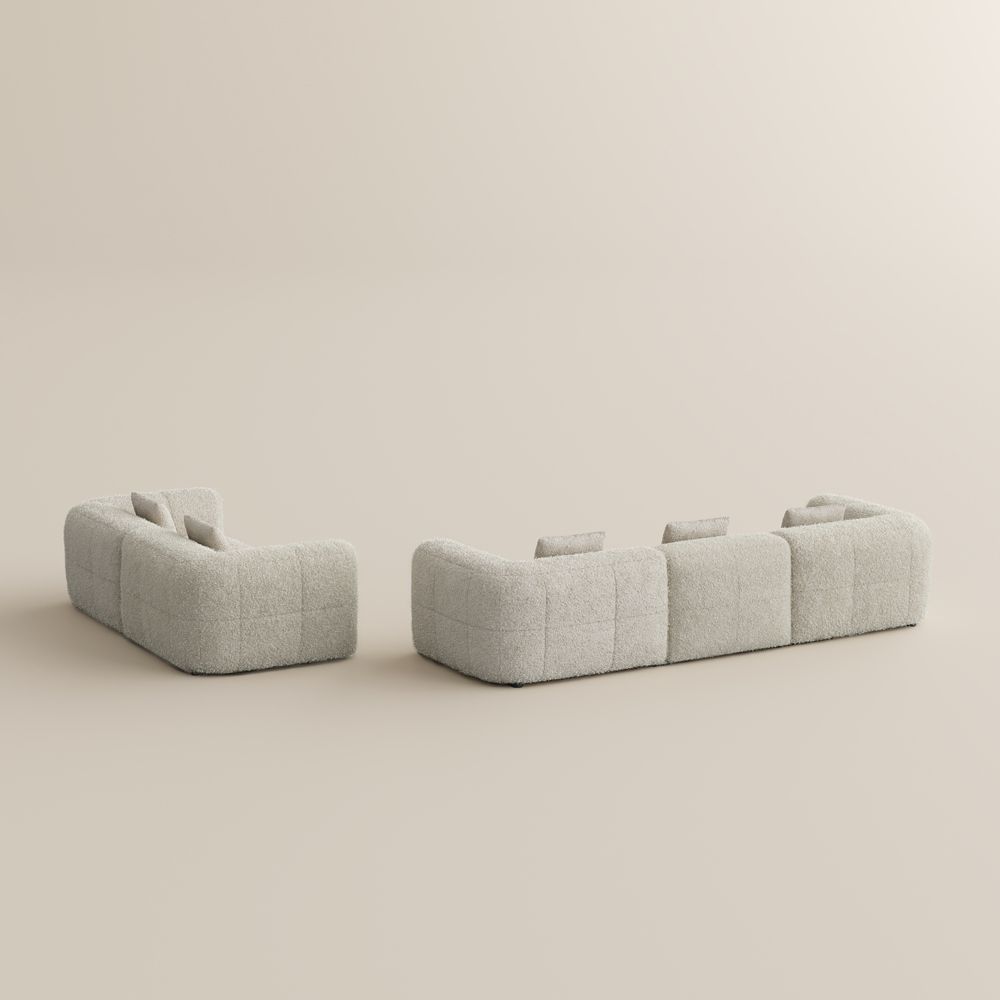 Beige Beige teddy fleece Sofa Set