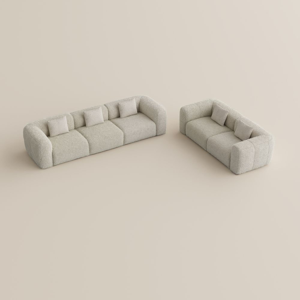 Soft Beige teddy fleece Sofa Set