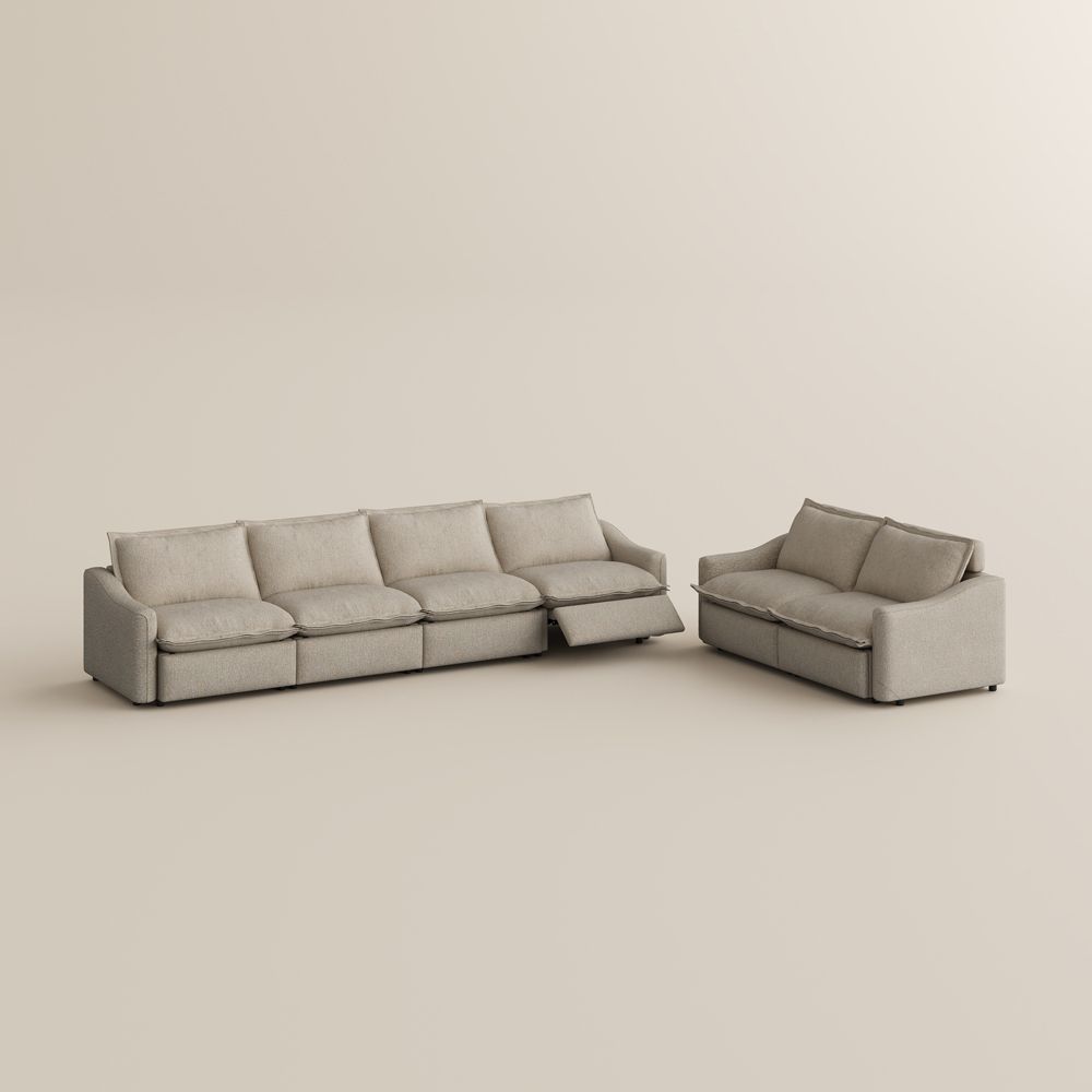 3-4 Seater Beige Linen Sofa Set