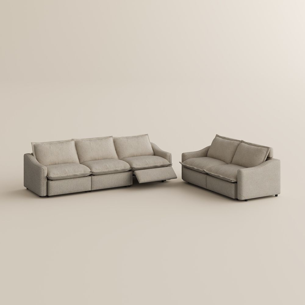 3-4 Seater Beige Linen Sofa Set