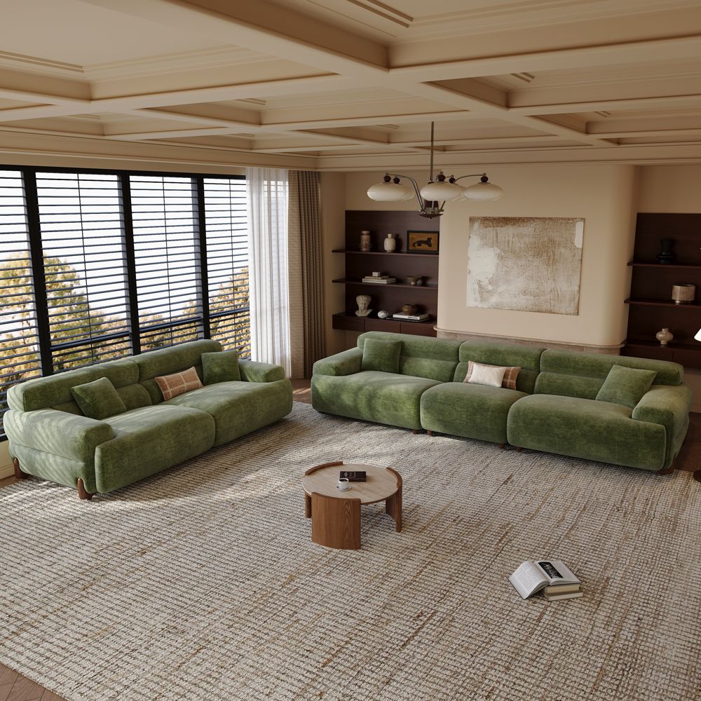 Comfortable Green Chenille Sofa Set
