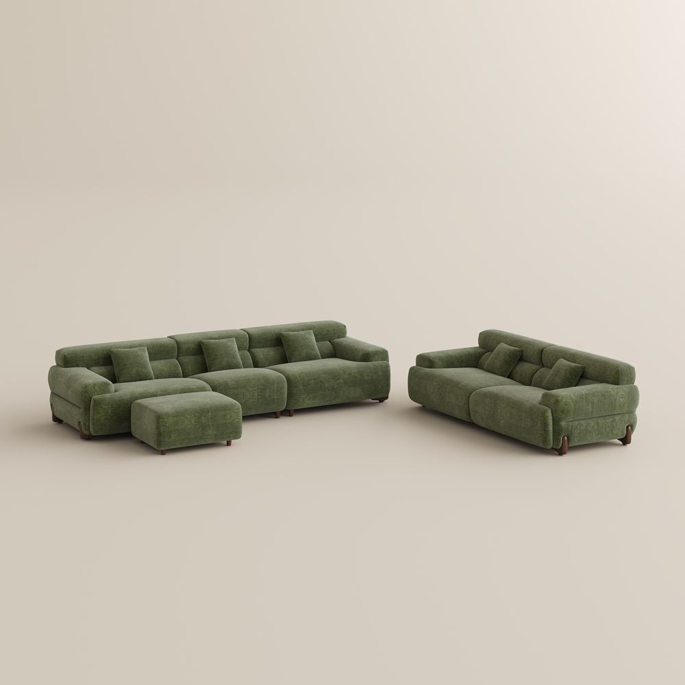 Comfortable Green Chenille Sofa Set