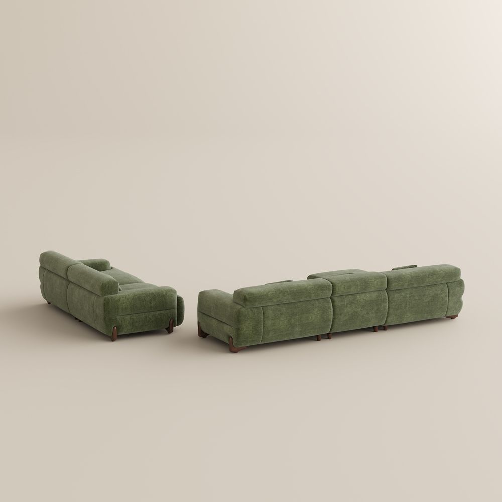 Home Theater Green Chenille Sofa Set