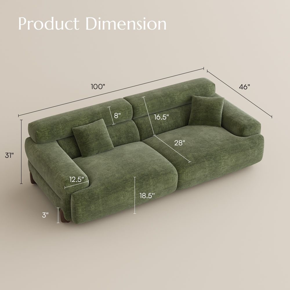 5-6 Seater Green Chenille Sofa Set