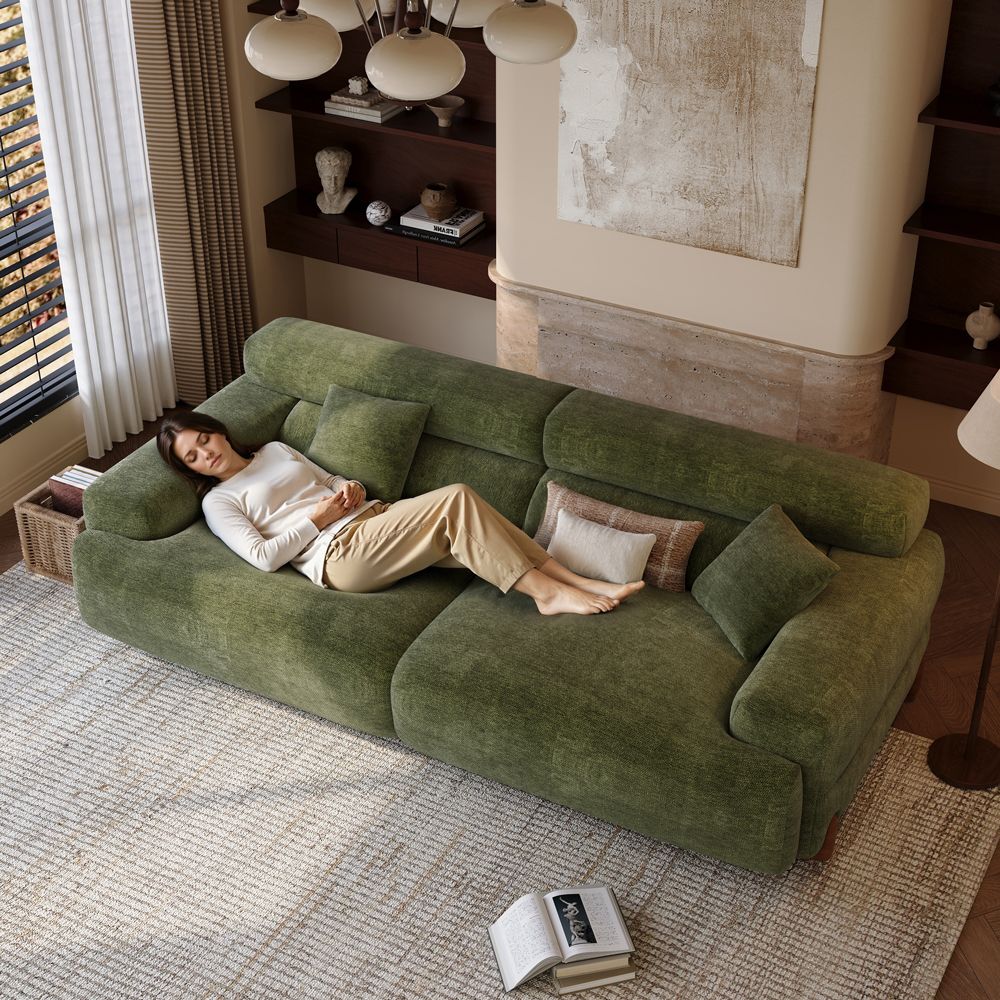 Modular Sofas Green Chenille Sofa Set