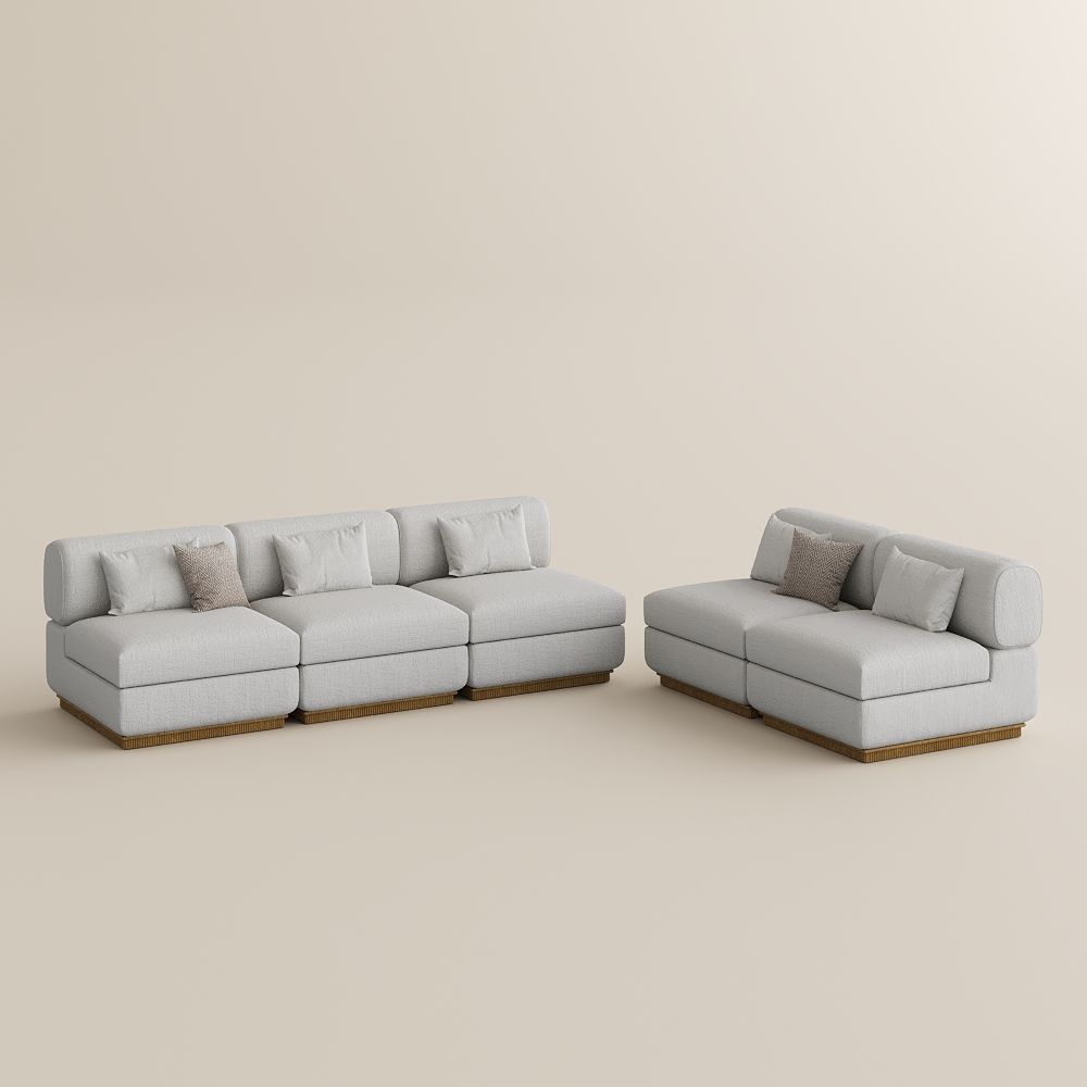 Beige Chenille Modular Sofas