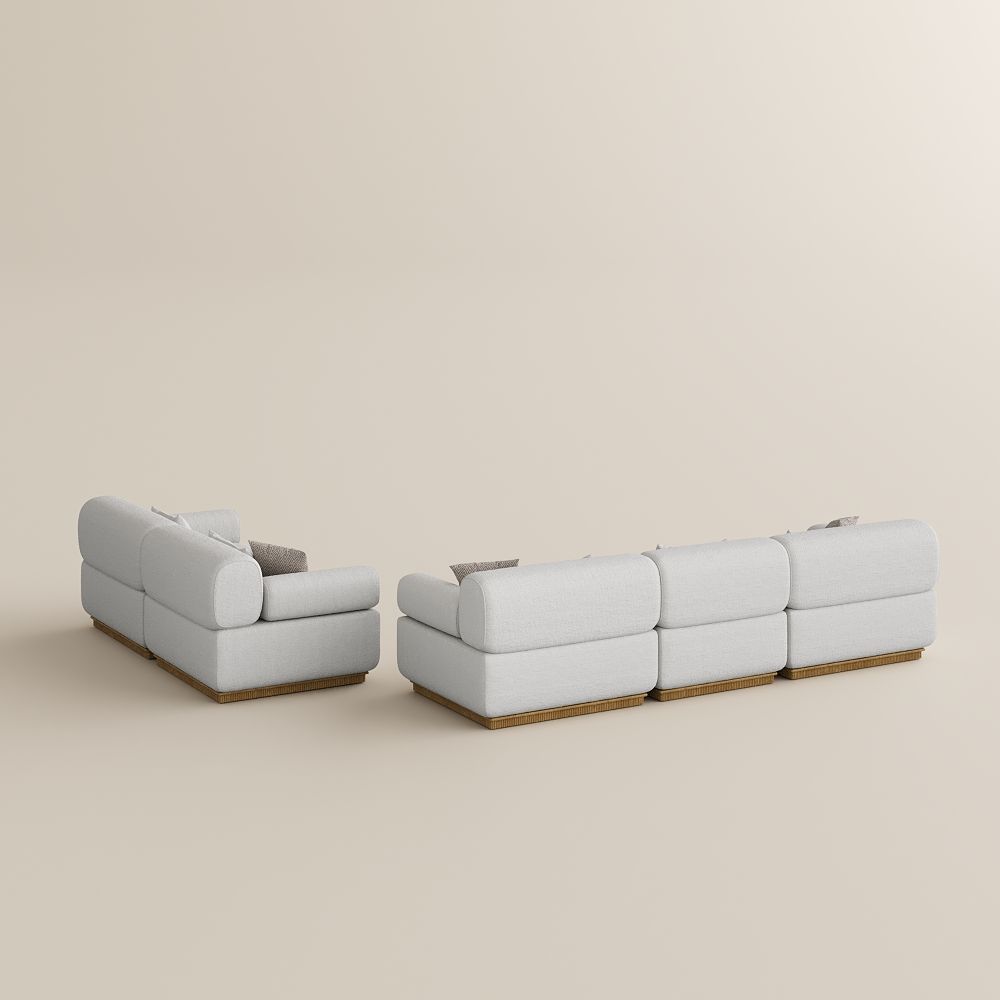 Beige Chenille Modular Sofas