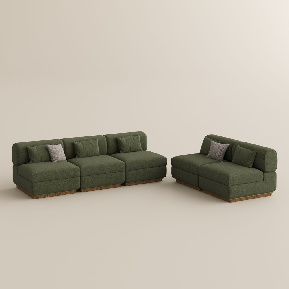 Green Chenille Modular Sofas