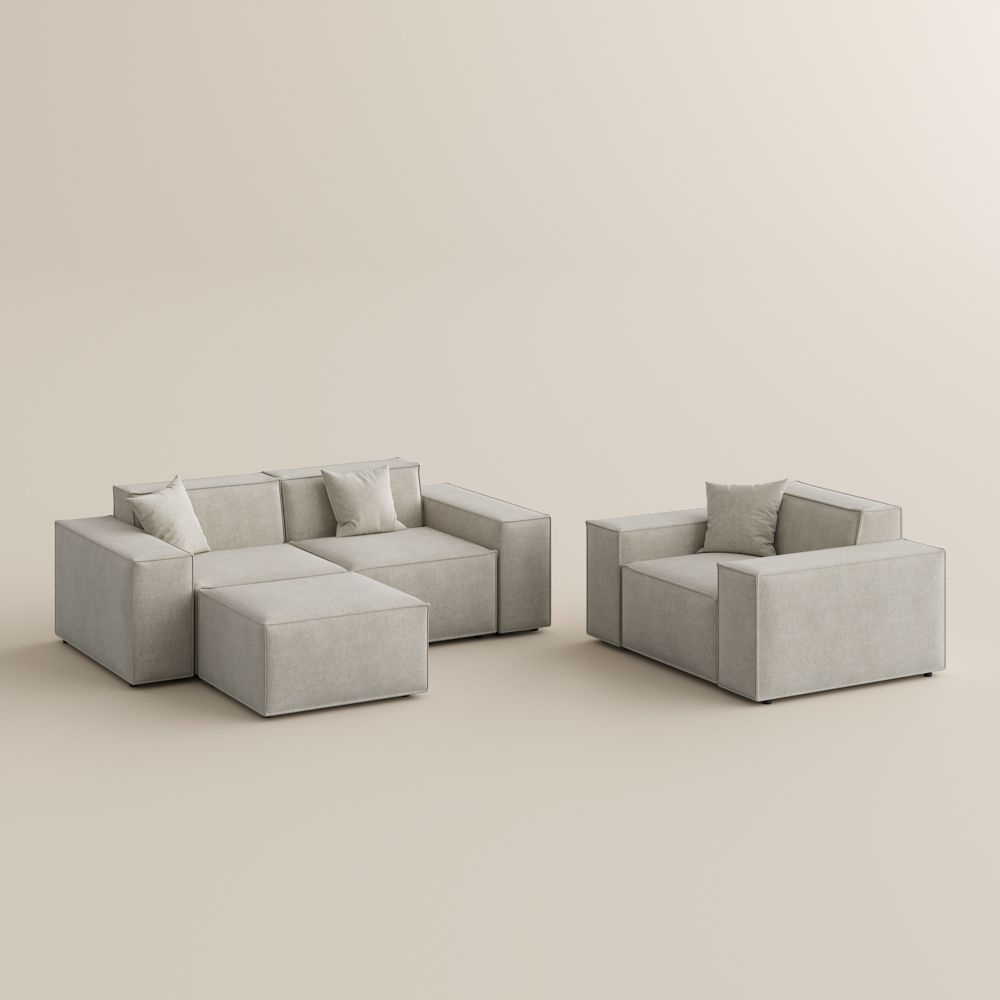 Fabric Beige Fabric Sofa Set