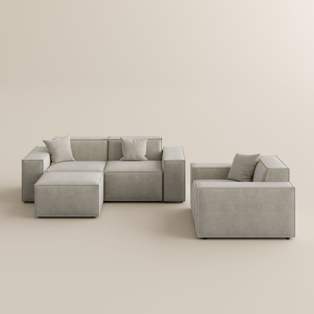 Modern Beige Fabric Sofa Set