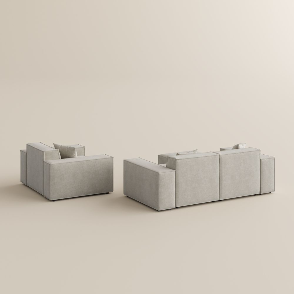 Combination Beige Fabric Sofa Set