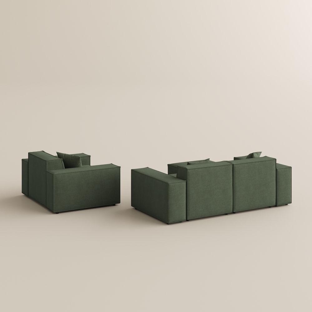 Pet Friendly Green Fabric Sofa Set