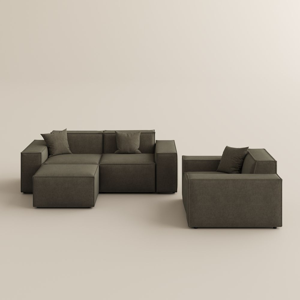 Barrett Khaki Fabric Sofa Set