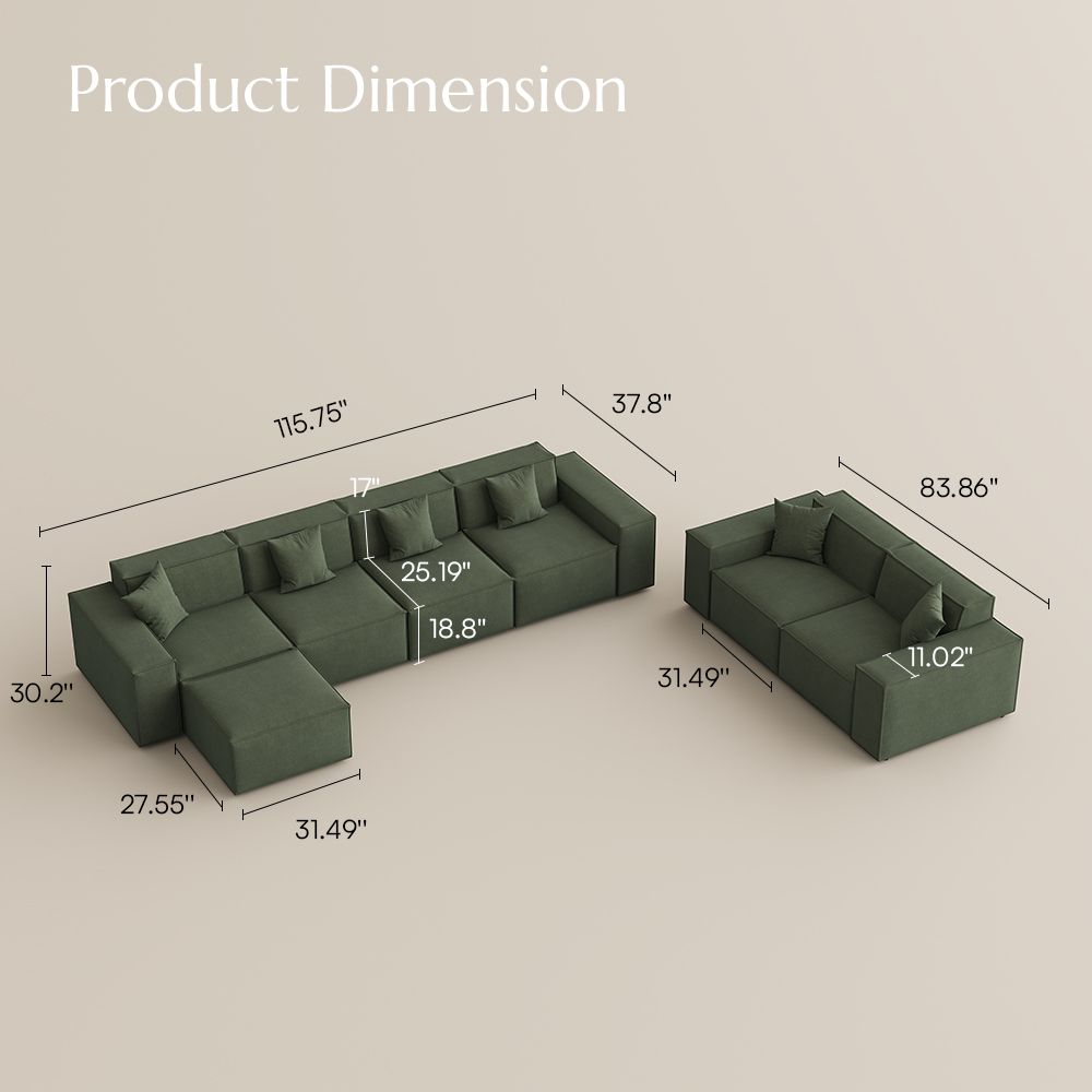 for 8 Green Fabric Sofa Set