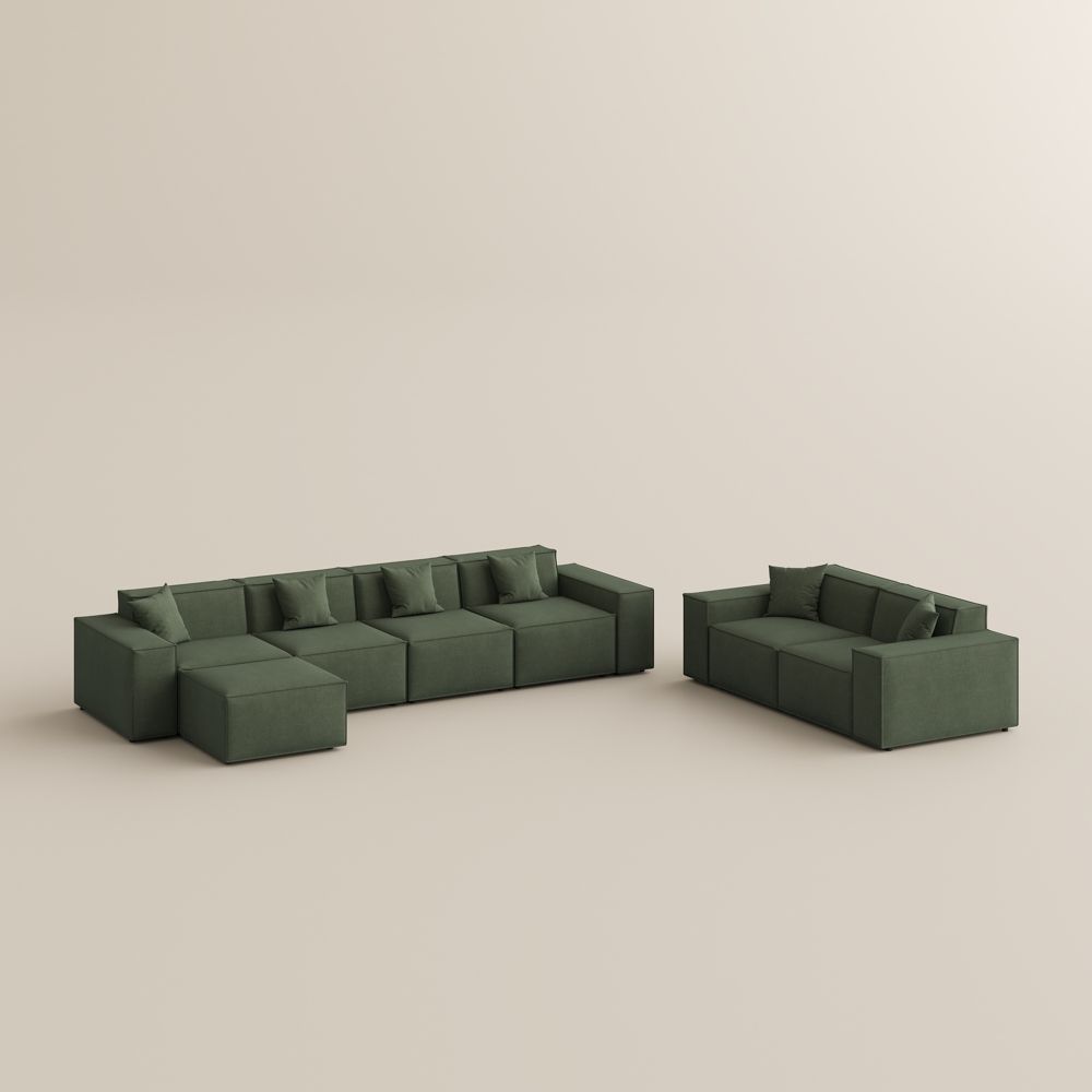 Pet Friendly Green Fabric Sofa Set