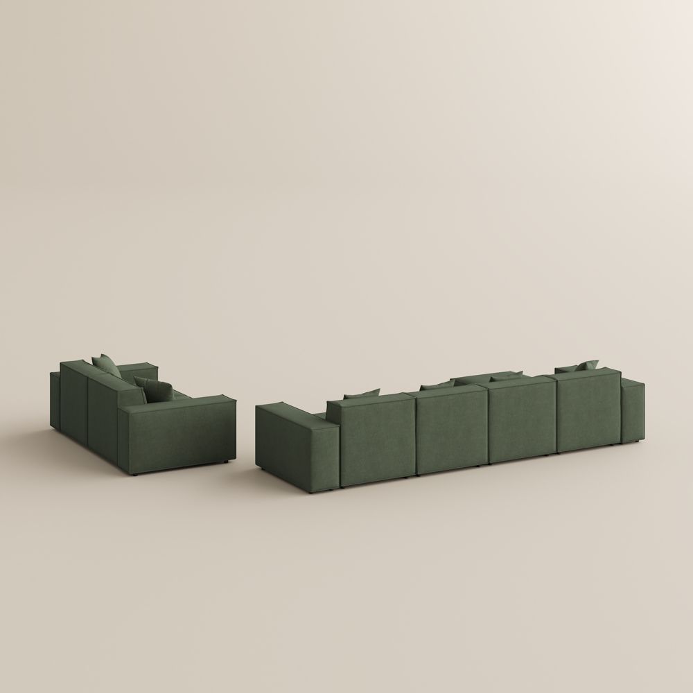 Pure Color Green Fabric Sofa Set