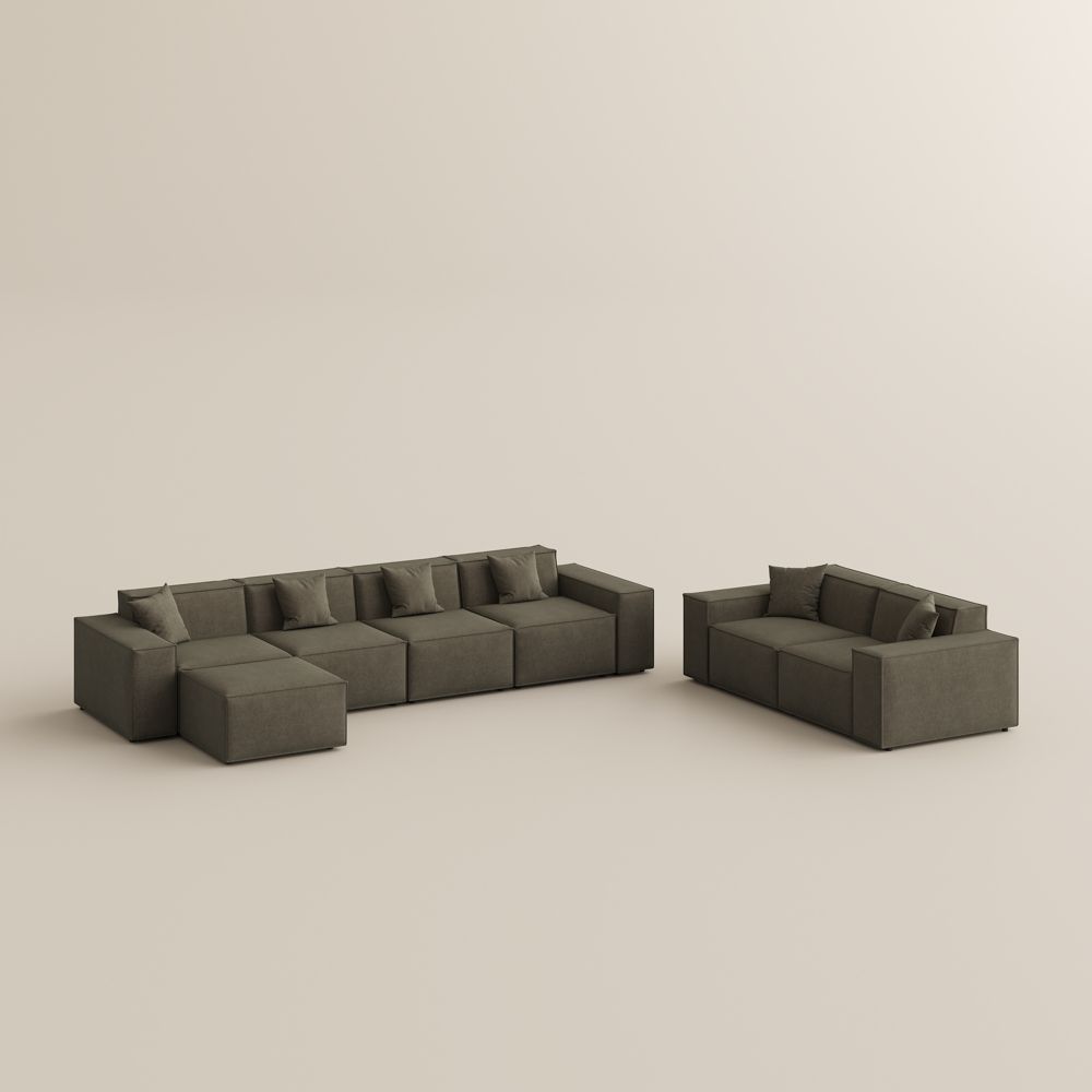 for 8 Khaki Fabric Sofa Set