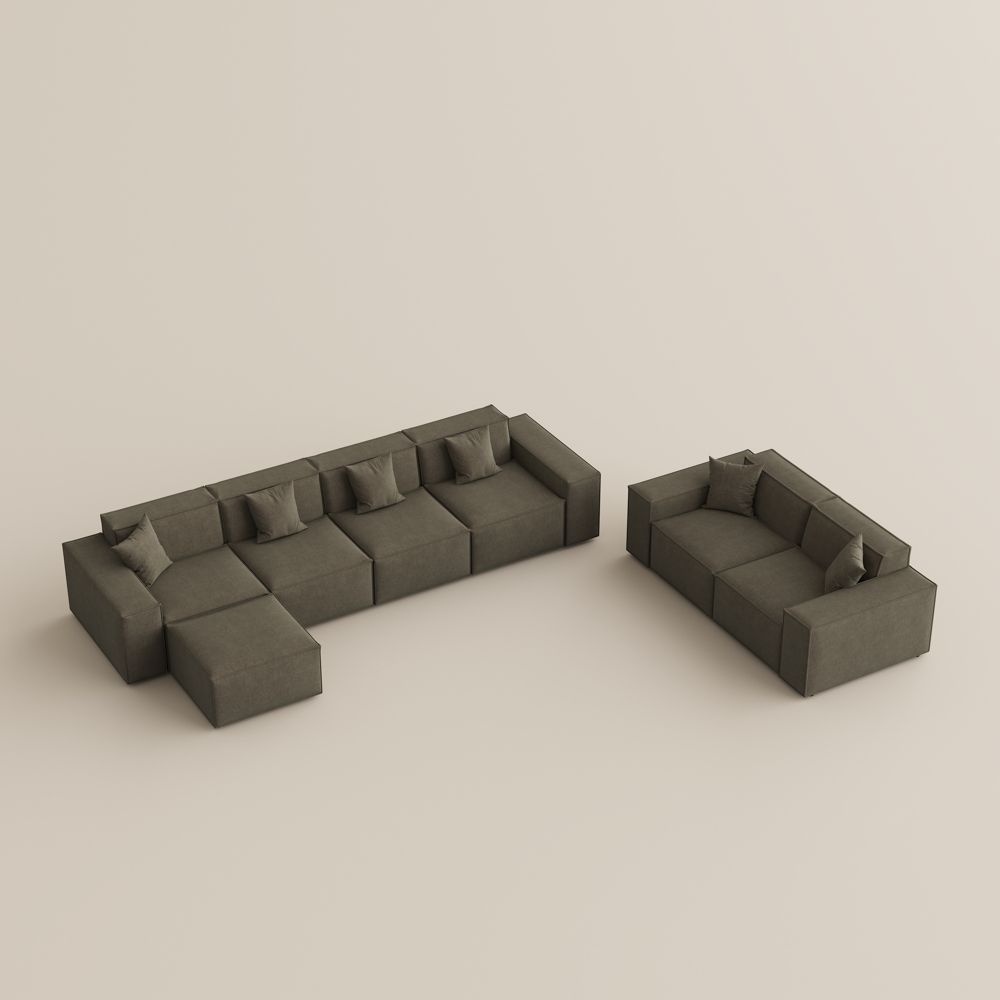 for 6 Khaki Fabric Sofa Set