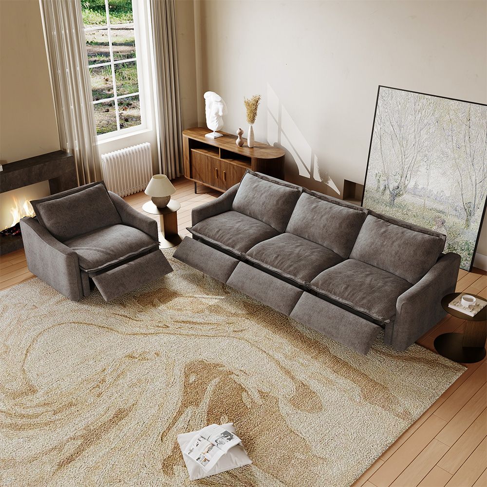 Comfortable Khaki Velvet Sofa Set