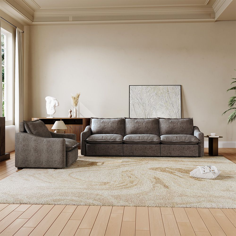 Easy Assembly Khaki Velvet Sofa Set