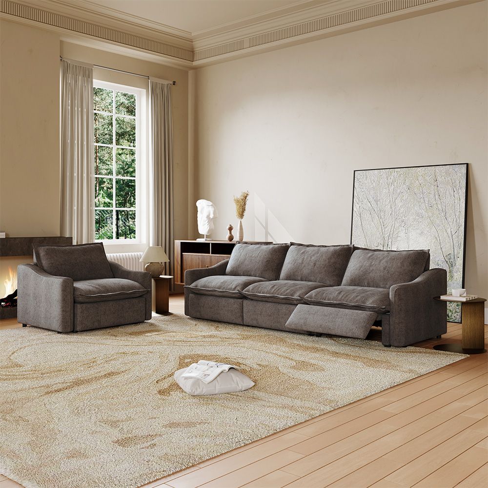 Cozy Khaki Velvet Sofa Set