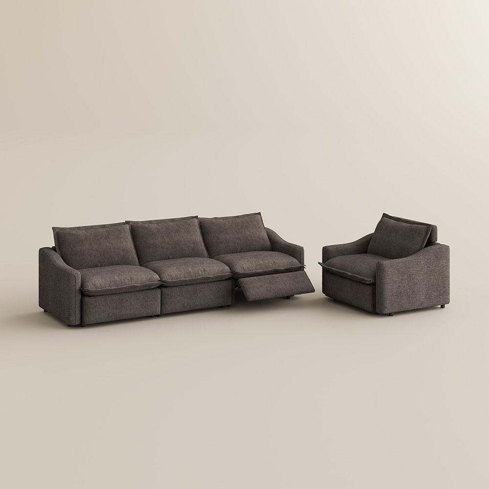 USB Port Khaki Velvet Sofa Set