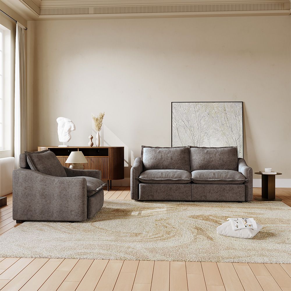 Relaxed Khaki Velvet Sofa Set