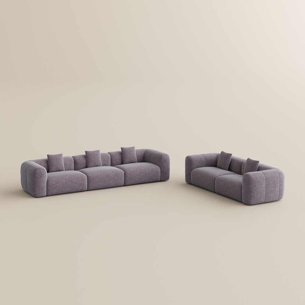 Relaxed Puce Chenille Sofa Set