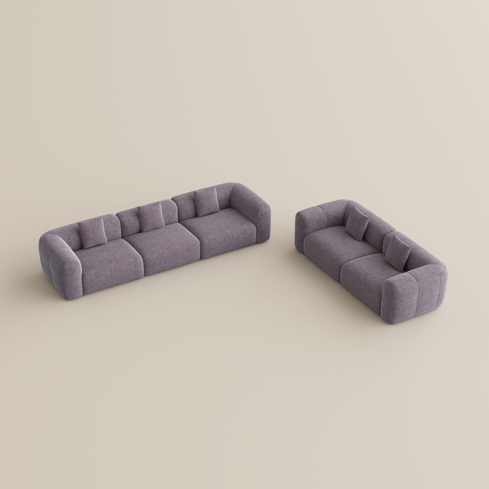 Living Room Puce Chenille Sofa Set
