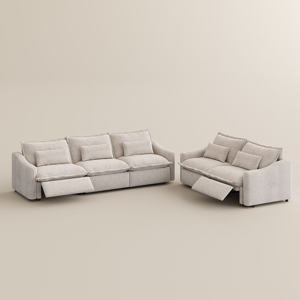 Straight Armrest Beige Pet-Friendly Fabric Sofa Set