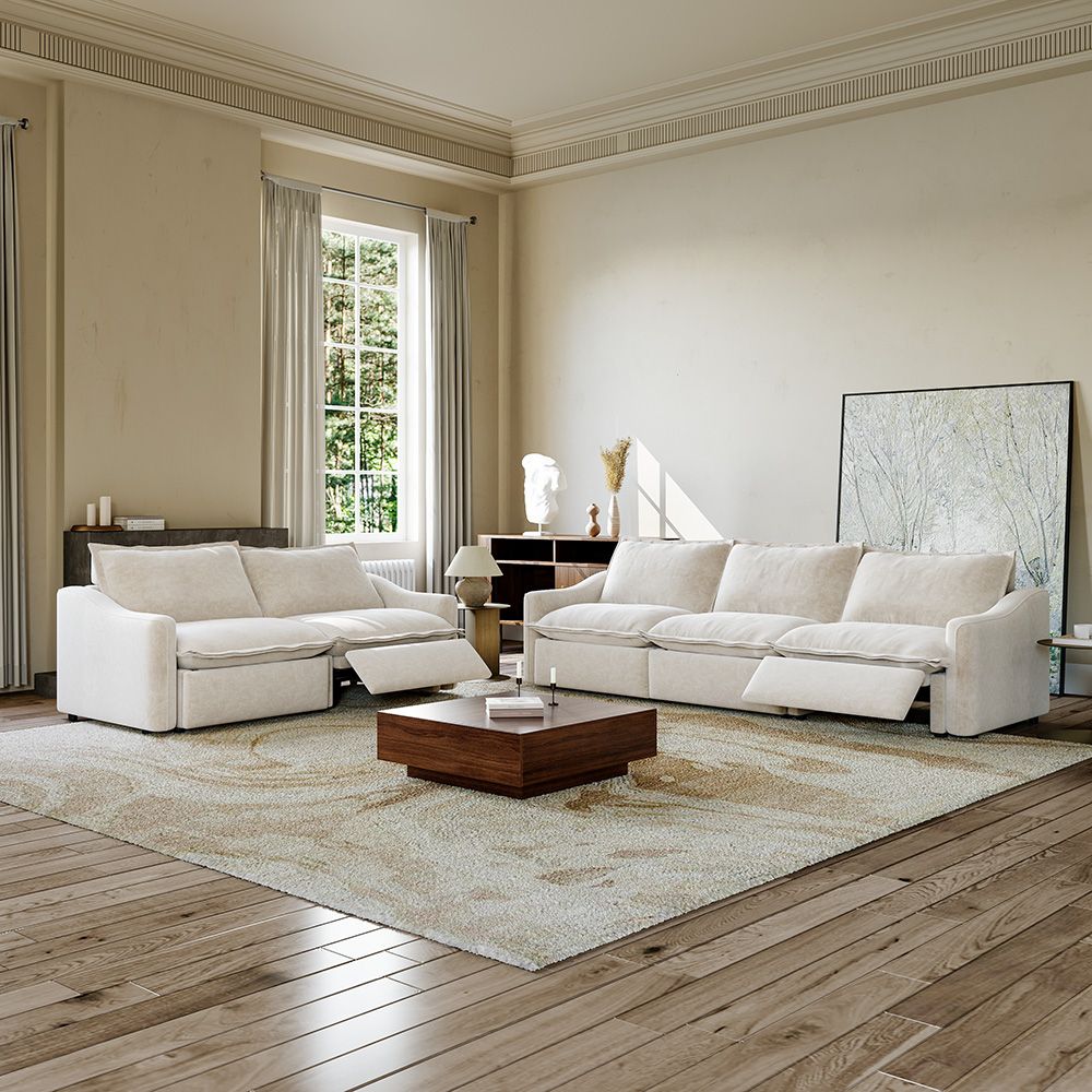 Beige Pet-Friendly Fabric Sofa Set