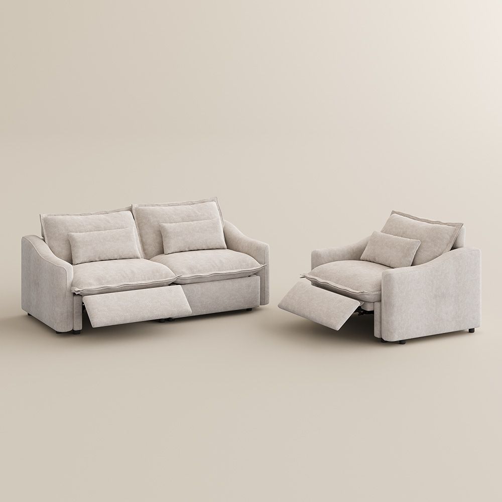 Ergopals Beige Pet-Friendly Fabric Sofa Set
