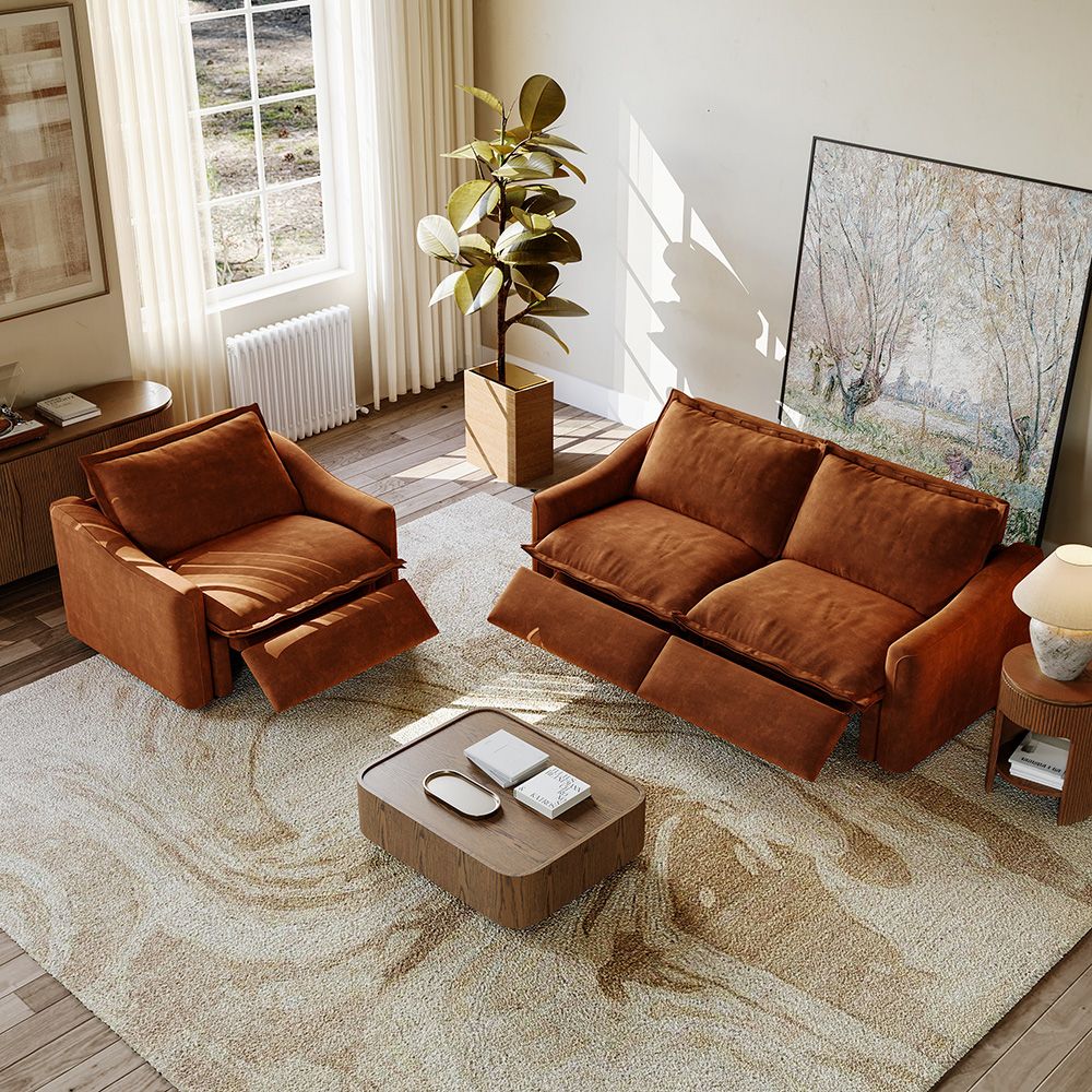 Brown Pet-Friendly Fabric Sofa Set