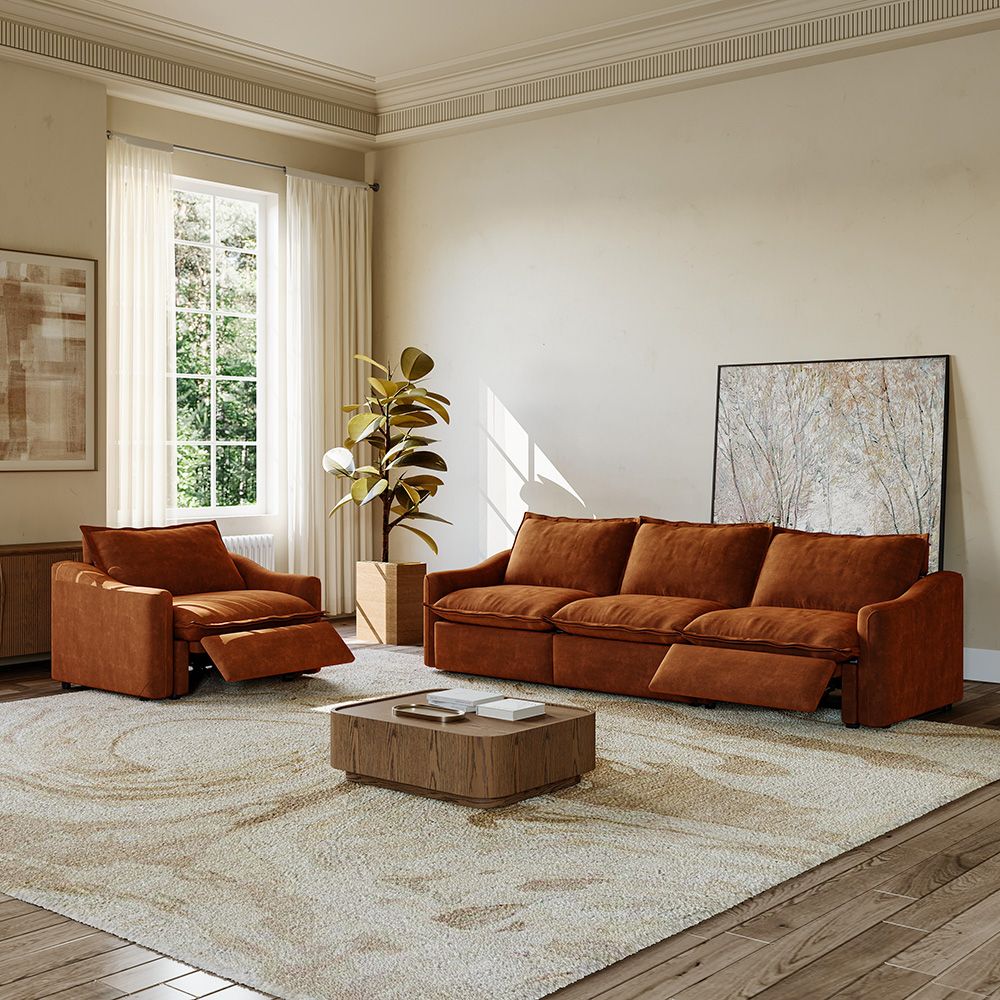 Brown Pet-Friendly Fabric Sofa Set