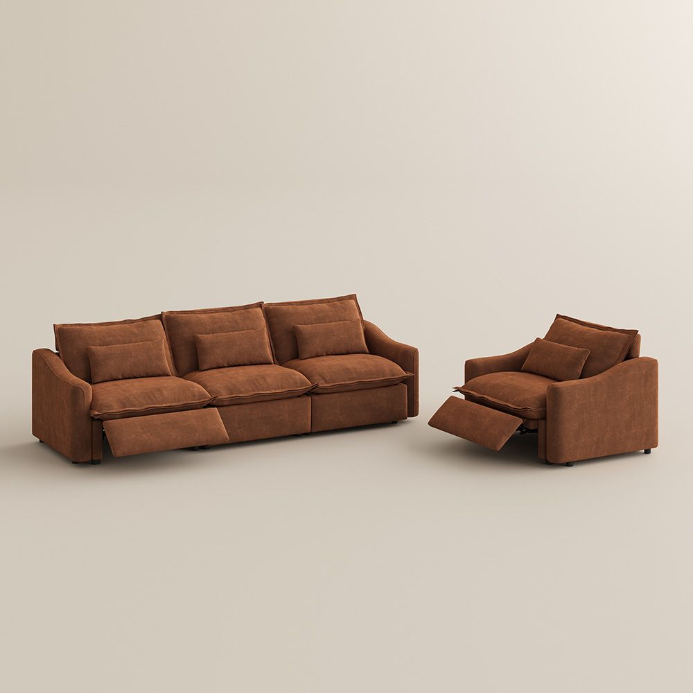 Brown Pet-Friendly Fabric Sofa Set