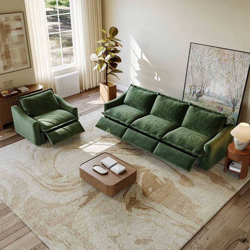 Green Pet-Friendly Fabric Sofa Set